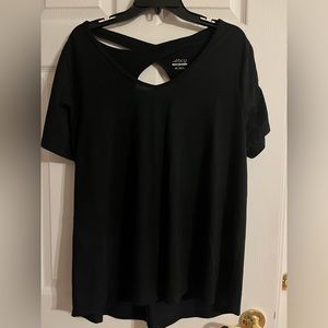Plus Size keyhole athletic tee in black, size 2X